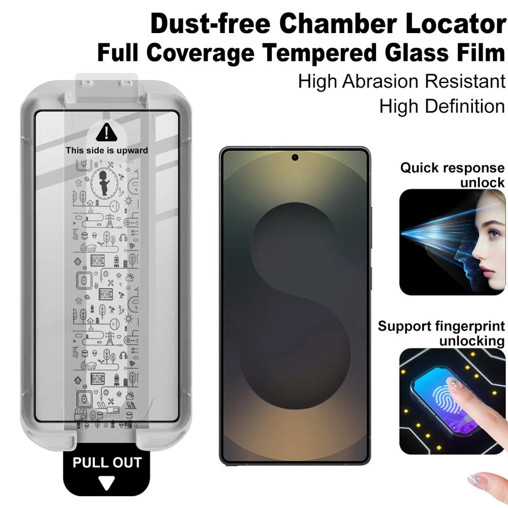 IMAK For Samsung Galaxy S25 Ultra Tempered Glass Full Screen Protector Full Glue Film with Dust-free Installation Tool (Fingerprint Unlock) - Black - 2