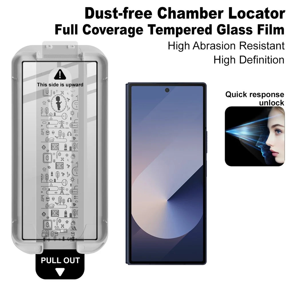 IMAK For Samsung Galaxy Z Fold6 5G Tempered Glass Full Screen Protector Full Glue Film with Dust-free Installation Tool - Black - 2