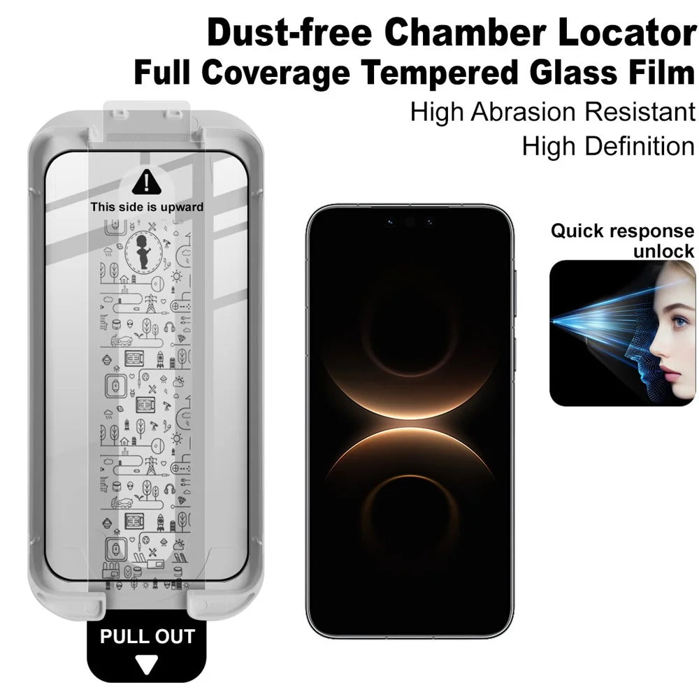 IMAK 3Pcs For Huawei Mate 80 Pro Max / Mate 80 RS Ultimate / Mate 80 Pro Max Wind Tempered Glass Full Screen Protector Full Glue Film with Dust-free Installation Tool - Black - 3