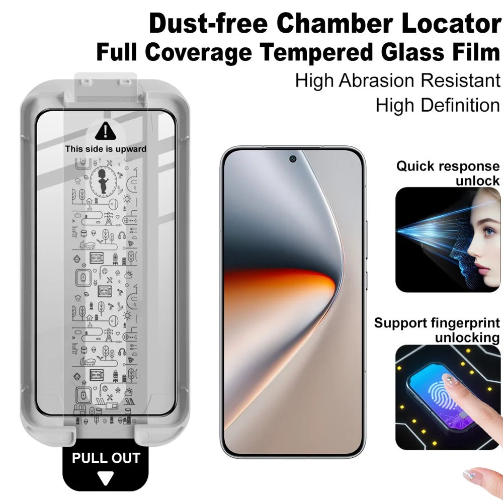 IMAK 3Pcs For Honor GT Pro Tempered Glass Full Screen Protector Full Glue Film with Dust-free Installation Tool (Fingerprint Unlock) - Black - 3