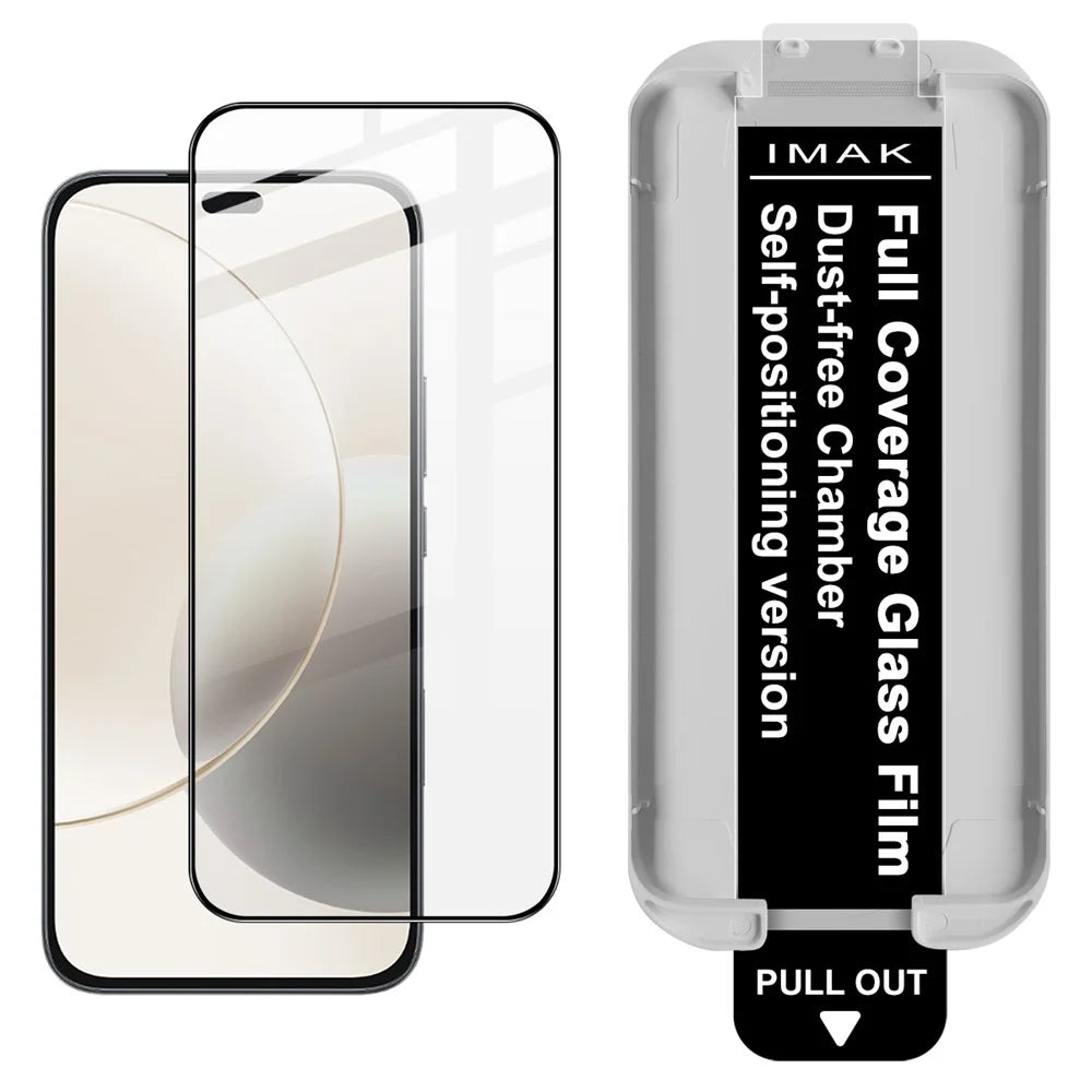 IMAK Tempered Glass Full Screen Protector for Huawei Hi Enjoy 80 Pro / Honor X70i / X60i 5G / X50i+ 5G / X8b 4G Full Glue Film with Dust-free Installation Tool - Black - 1