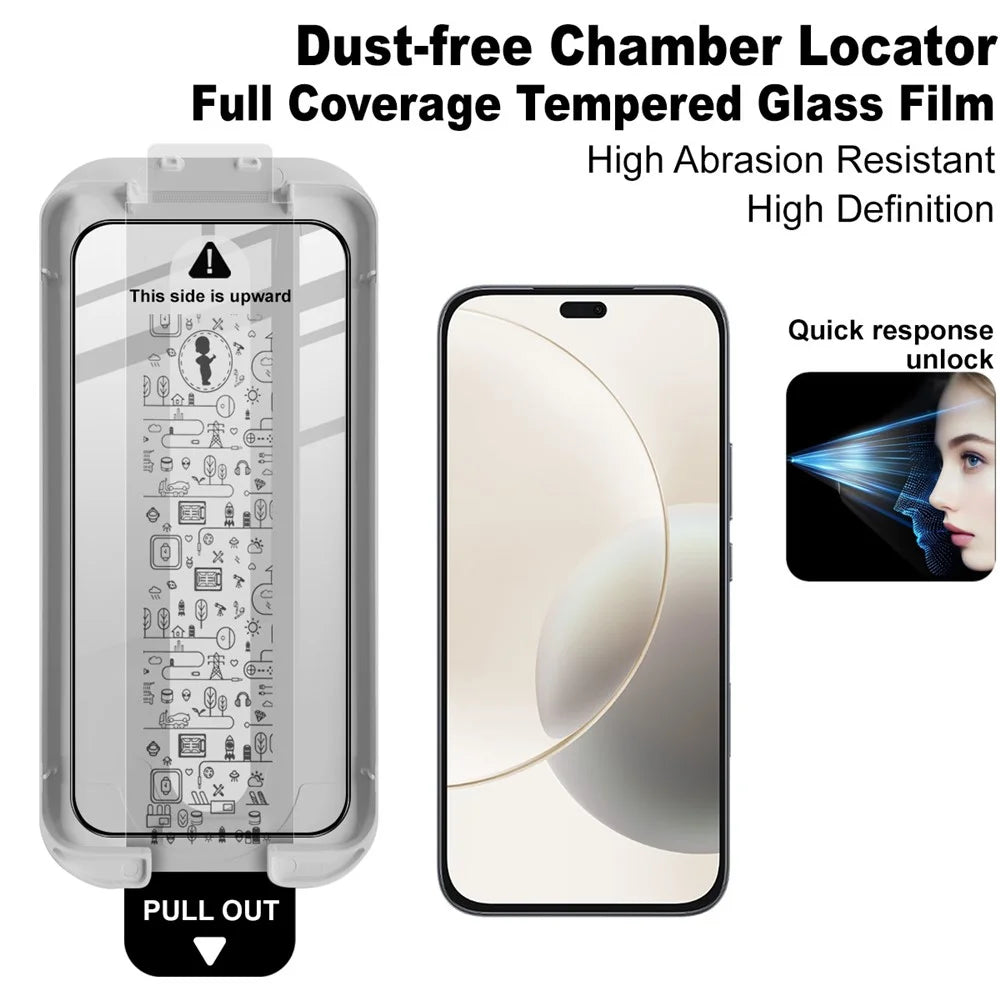 IMAK 3Pcs Tempered Glass Full Screen Protector for Huawei Hi Enjoy 80 Pro / Honor X70i / X60i 5G / X50i+ 5G / X8b 4G Full Glue Film with Dust-free Installation Tool - Black - 3