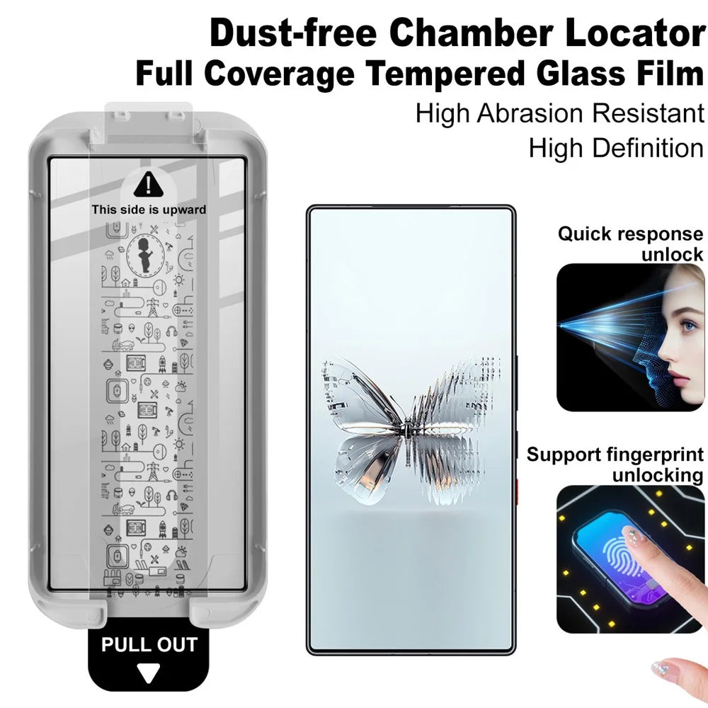 IMAK For ZTE nubia RedMagic 11S Pro+ 5G / 11S Pro 5G / 11 Pro 5G / 11 Pro+ 5G Tempered Glass Full Screen Protector Full Glue Film with Dust-free Installation Tool (Fingerprint Unlock) - Black - 2