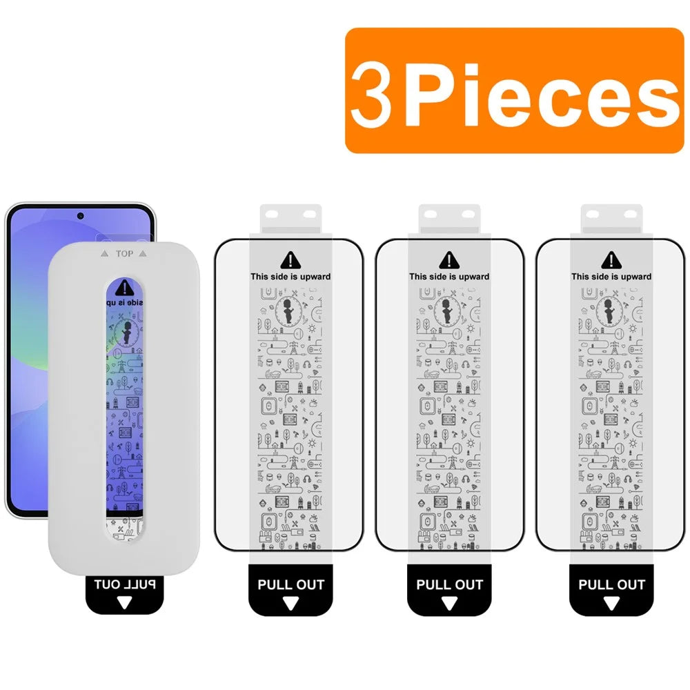 IMAK 3Pcs Full Screen Protector for Samsung Galaxy M56 5G / A56 5G / A36 5G Tempered Glass Full Glue Film with Dust-free Installation Tool (Fingerprint Unlock) - Black - 1