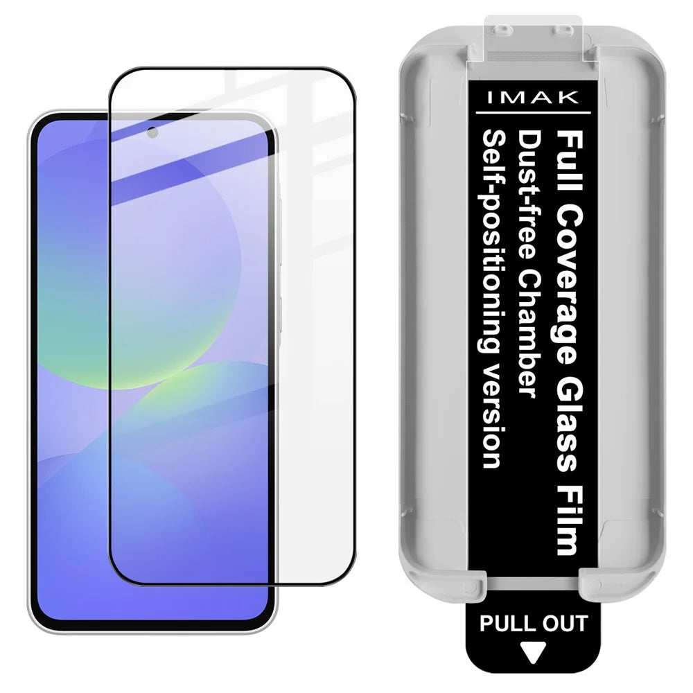 IMAK For Samsung Galaxy A35 5G / A55 5G Tempered Glass Full Screen Protector Full Glue Film with Dust-free Installation Tool (Fingerprint Unlock) - Black - 1