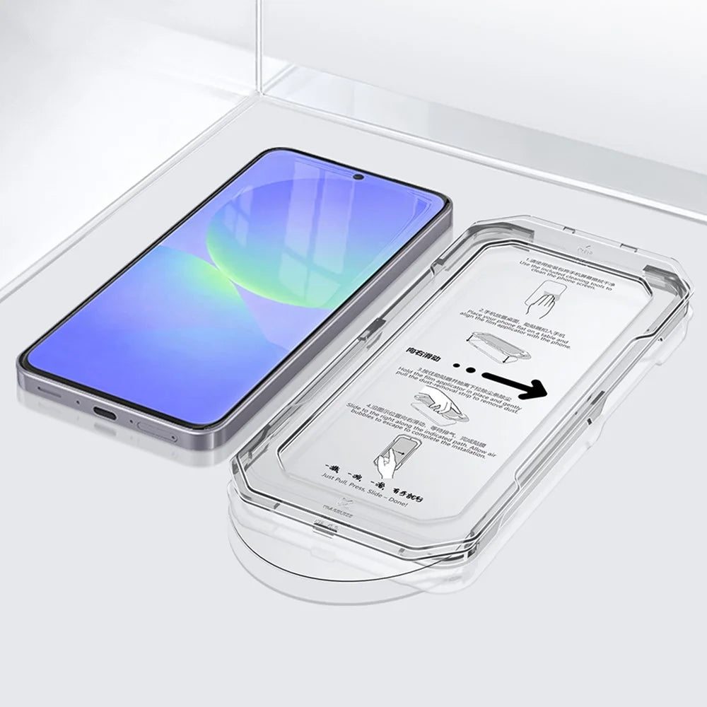XUNDD XDTG-004 For Samsung Galaxy A57 5G Full Screen Protector Full Glue 0.33MM 2.5D HD High Aluminium Silicon Glass Film with Dust Removal Tool - Transparent - 1