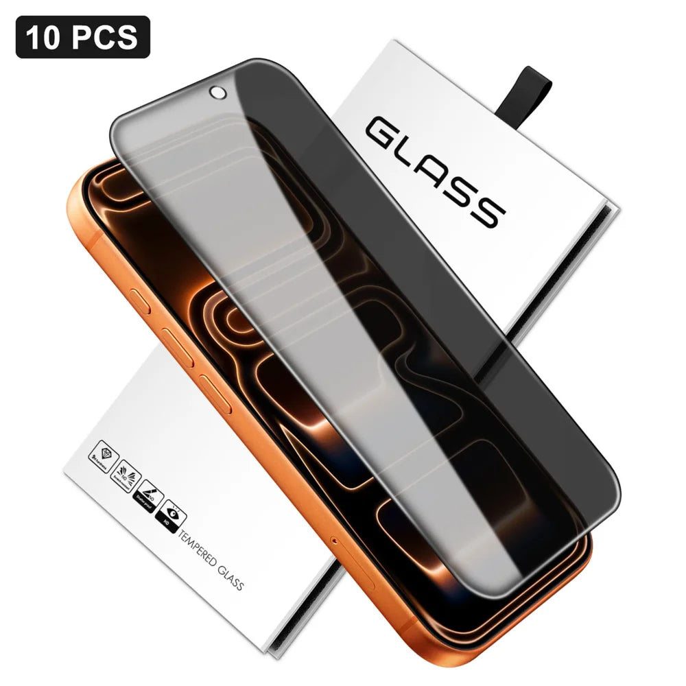 For iPhone 17 Pro 10Pcs Anti-Spy Full Screen Protector 360 Degree Privacy High Aluminium-silicon Glass Film - Black - 1