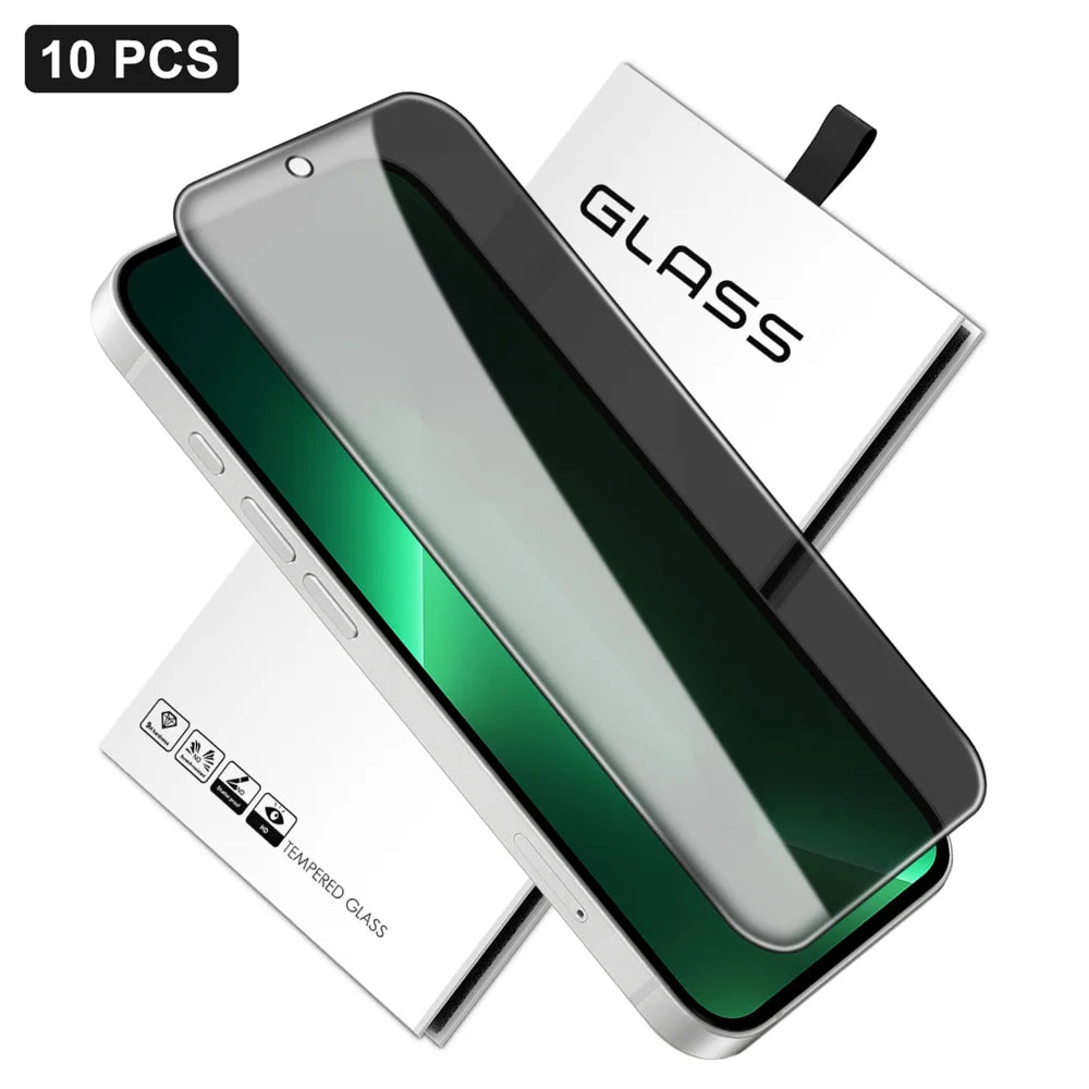 For iPhone 13 Pro 10Pcs Anti-Spy Full Screen Protector 360 Degree Privacy High Aluminium-silicon Glass Film - Black - 1