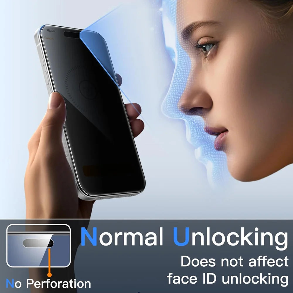 For iPhone 12 10Pcs Anti-Spy Full Screen Protector 360 Degree Privacy High Aluminium-silicon Glass Film - Black - 2
