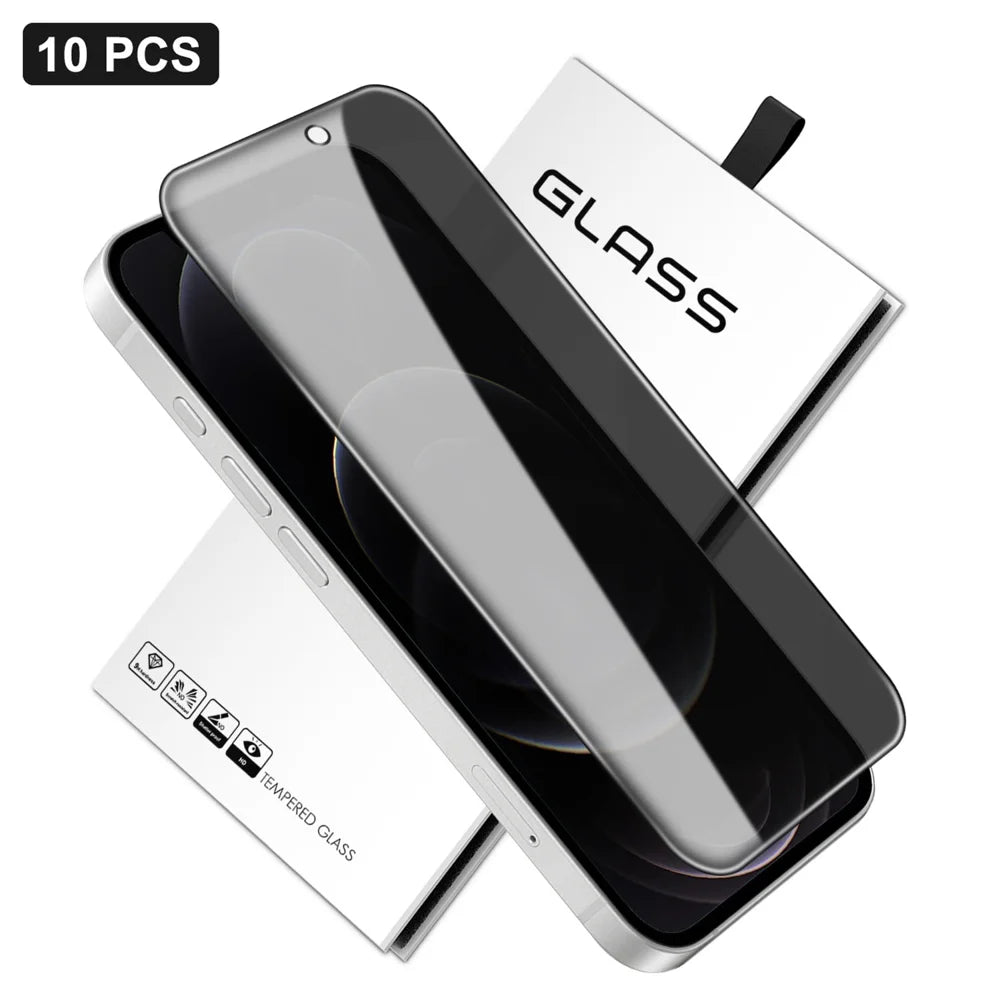 For iPhone 12 Pro 10Pcs Anti-Spy Full Screen Protector 360 Degree Privacy High Aluminium-silicon Glass Film - Black - 1