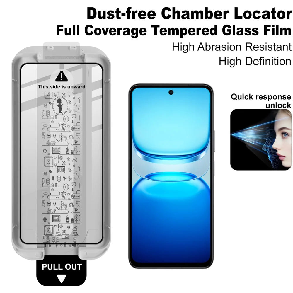 IMAK 3Pcs For vivo iQOO Z10x 5G Tempered Glass Full Screen Protector Full Glue Film with Dust-free Installation Tool - Black - 3