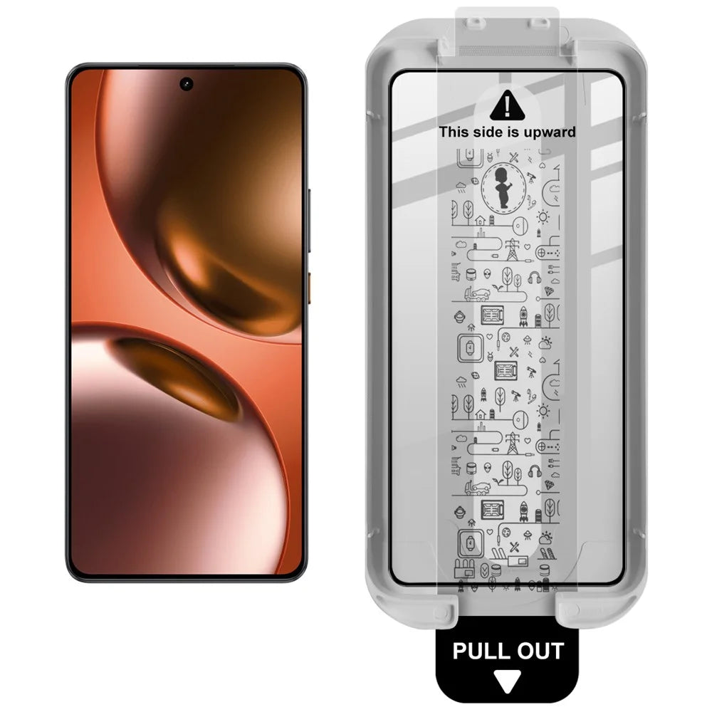 IMAK Tempered Glass  For Realme GT 7 5G  /  GT 7T 5G  /  GT7 5G (China) Full Screen Protector Full Glue Film with Dust-free Installation Tool (Fingerprint Unlock) - Black - 2
