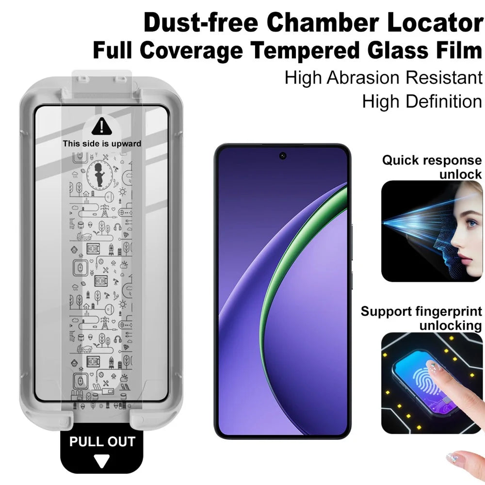 IMAK Tempered Glass For Oppo K13 Turbo 5G  /  K13 Turbo Pro 5G Full Screen Protector Full Glue Film with Dust-free Installation Tool (Fingerprint Unlock) - Black - 3