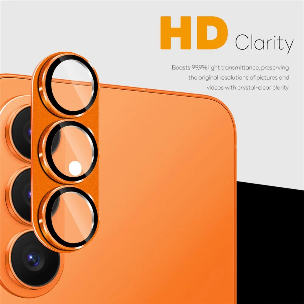 NORTHJO For Samsung Galaxy S26+ Camera Lens Protector Matte Integrated Metal Tempered Glass Lens Film (Complete Covering) - Orange - 2