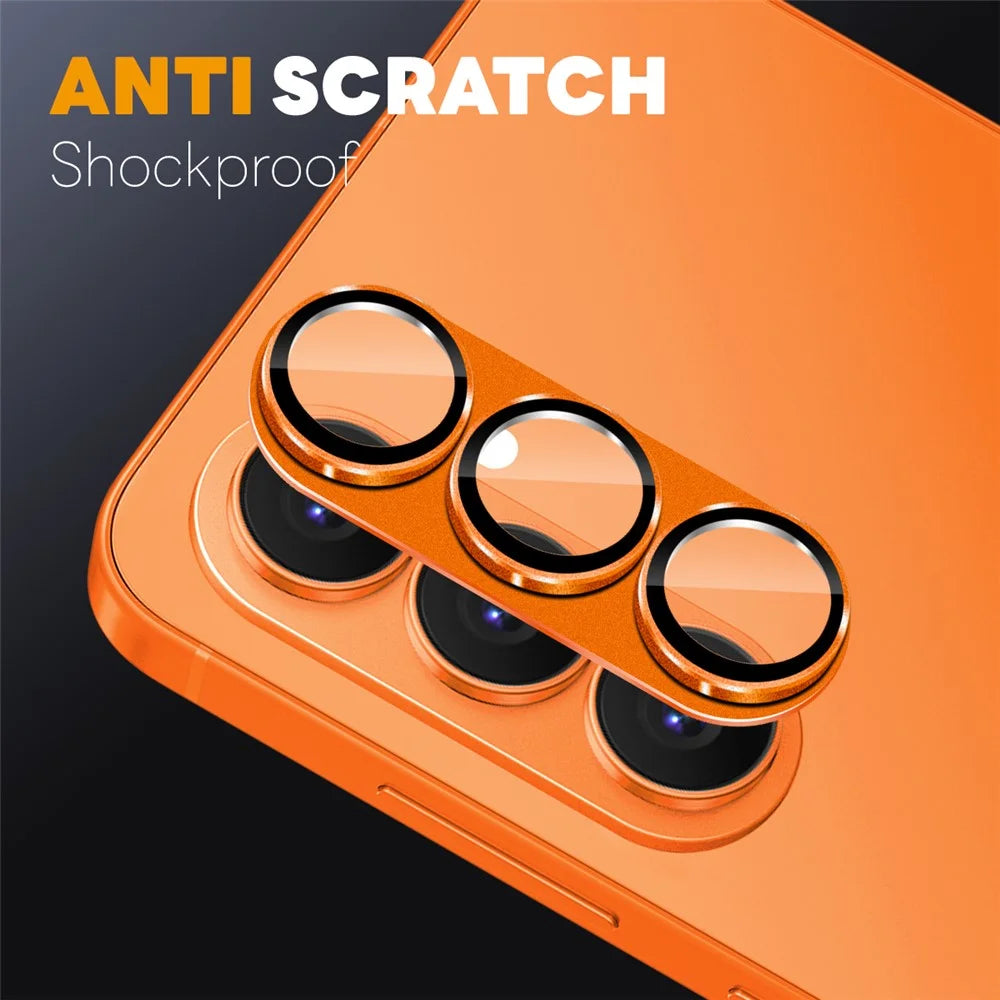 NORTHJO For Samsung Galaxy S26+ Camera Lens Protector Matte Integrated Metal Tempered Glass Lens Film (Complete Covering) - Orange - 3