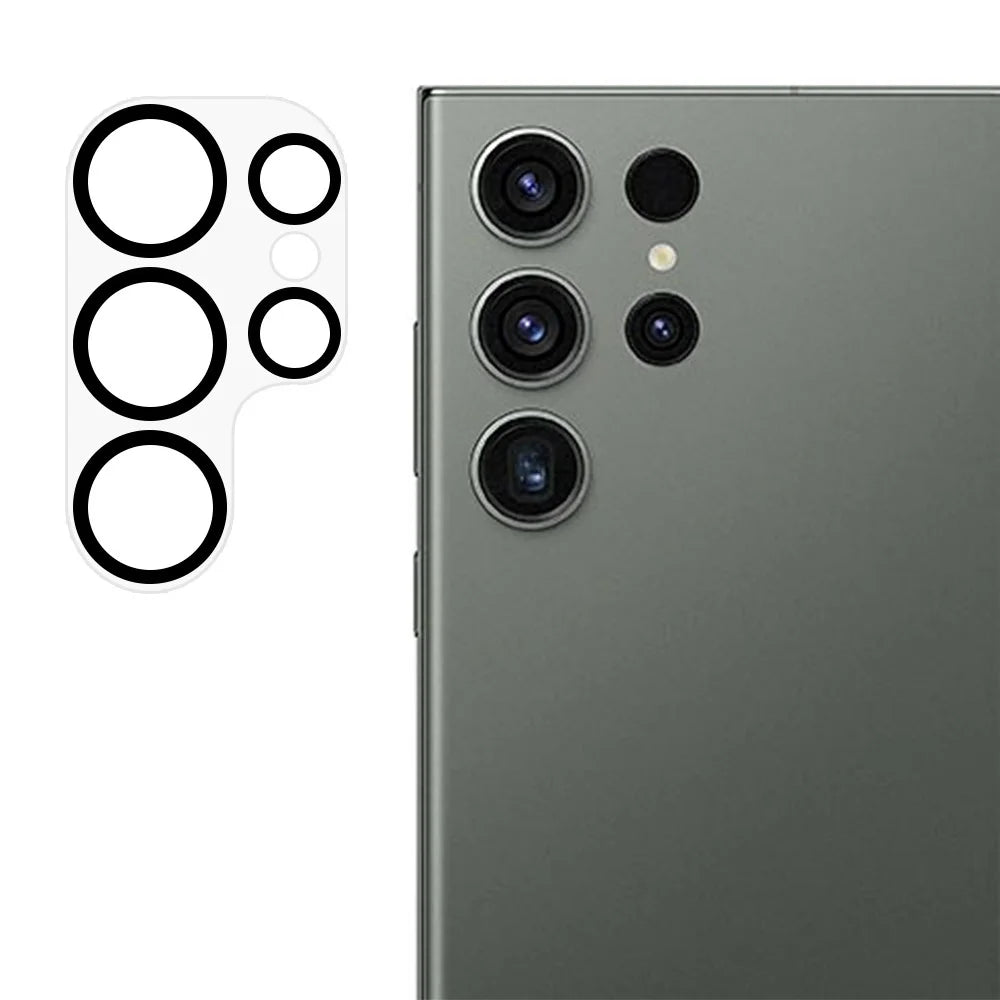 For Samsung Galaxy S23 Ultra Tempered Glass Lens Protector Silk Printing Camera Lens Film - Black - 1