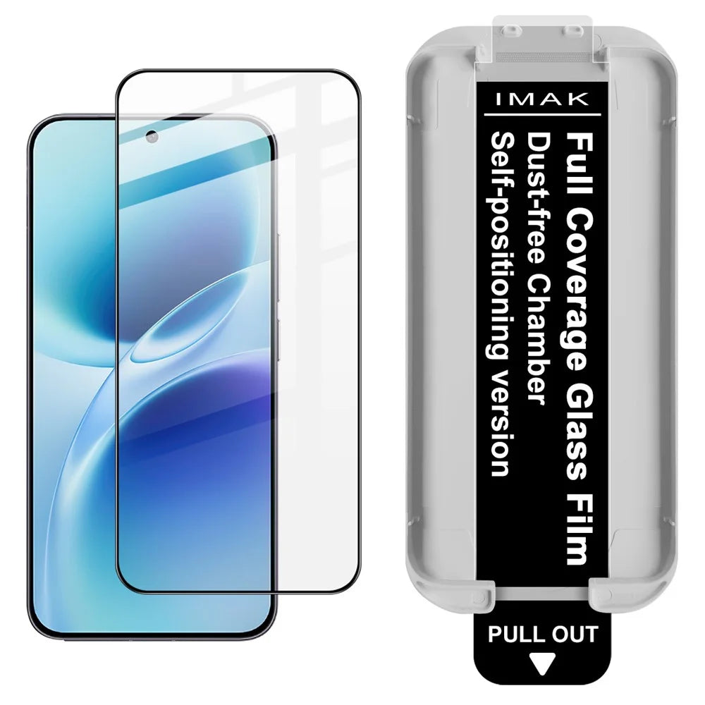 IMAK 3Pcs For vivo S50 Pro mini 5G / X300 FE 5G Tempered Glass Full Screen Protector Full Glue Film with Dust-free Installation Tool (Fingerprint Unlock) - Black - 2