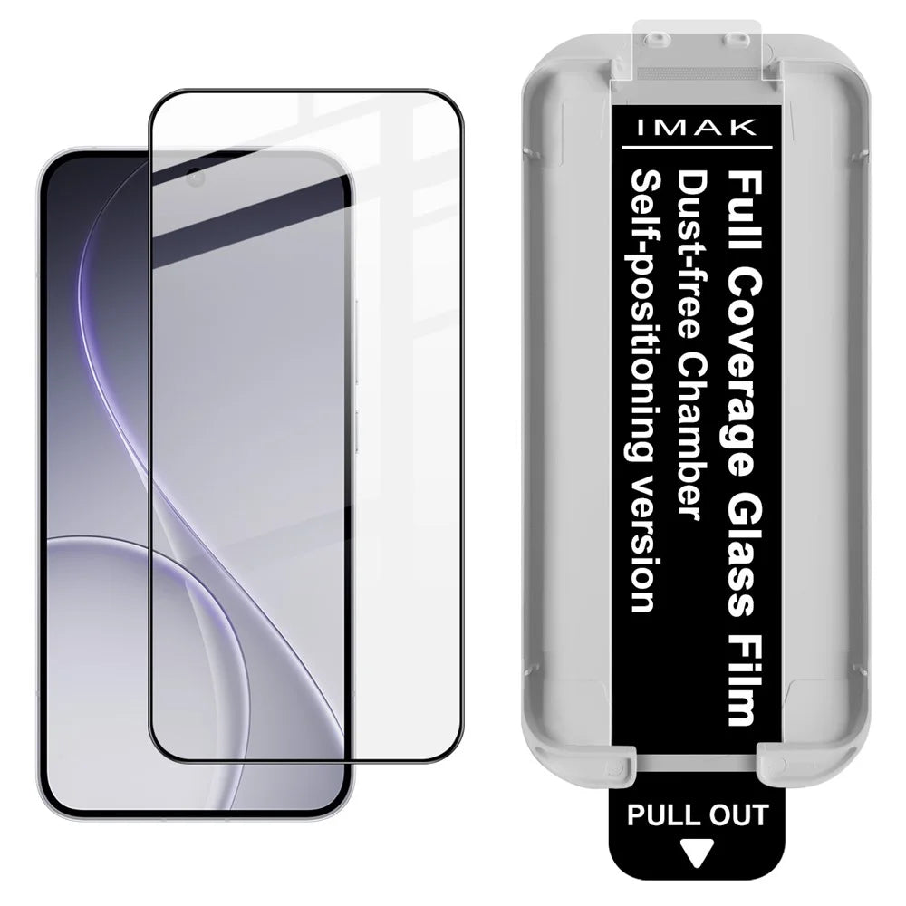 IMAK 3Pcs For Oppo Reno15 5G (Global) / Reno15c 5G (China) Tempered Glass Full Screen Protector Full Glue Film with Dust-free Installation Tool (Fingerprint Unlock) - Black - 2
