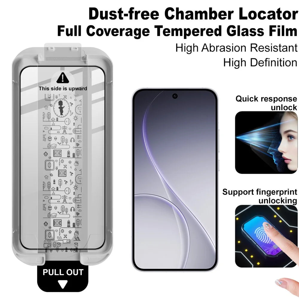 IMAK 3Pcs For Oppo Reno15 5G (Global) / Reno15c 5G (China) Tempered Glass Full Screen Protector Full Glue Film with Dust-free Installation Tool (Fingerprint Unlock) - Black - 4