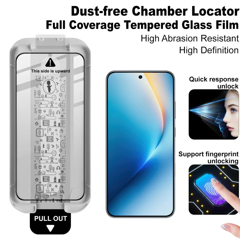 IMAK 3Pcs For Honor Win 5G / Win RT 5G Tempered Glass Full Screen Protector Full Glue Film with Dust-free Installation Tool (Fingerprint Unlock) - Black - 4