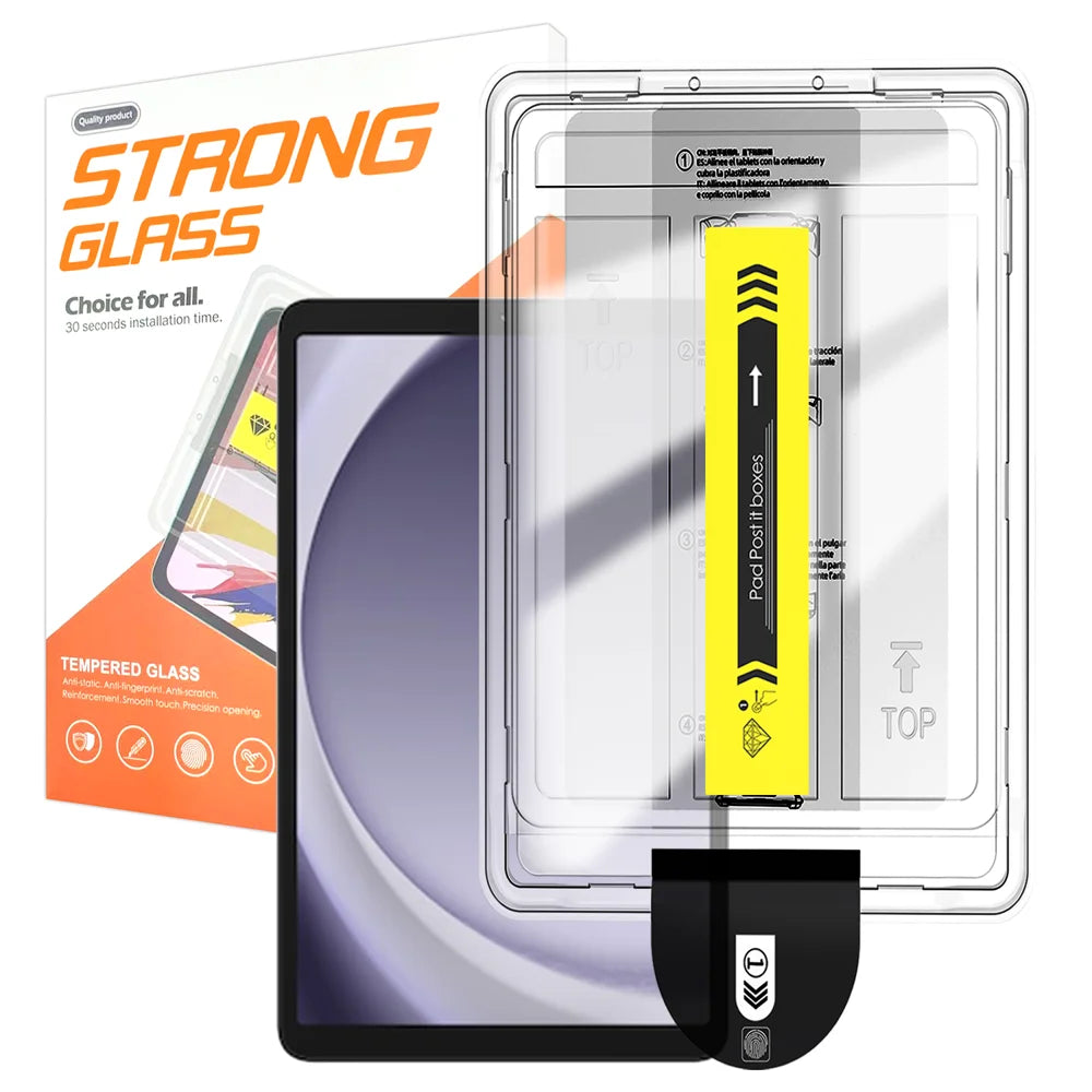 For Samsung Galaxy Tab A9 Screen Protector Arc Edge Tempered Glass Film with Auto Dust-free Installation Tool (NOT Complete Covering) - Transparent - 1