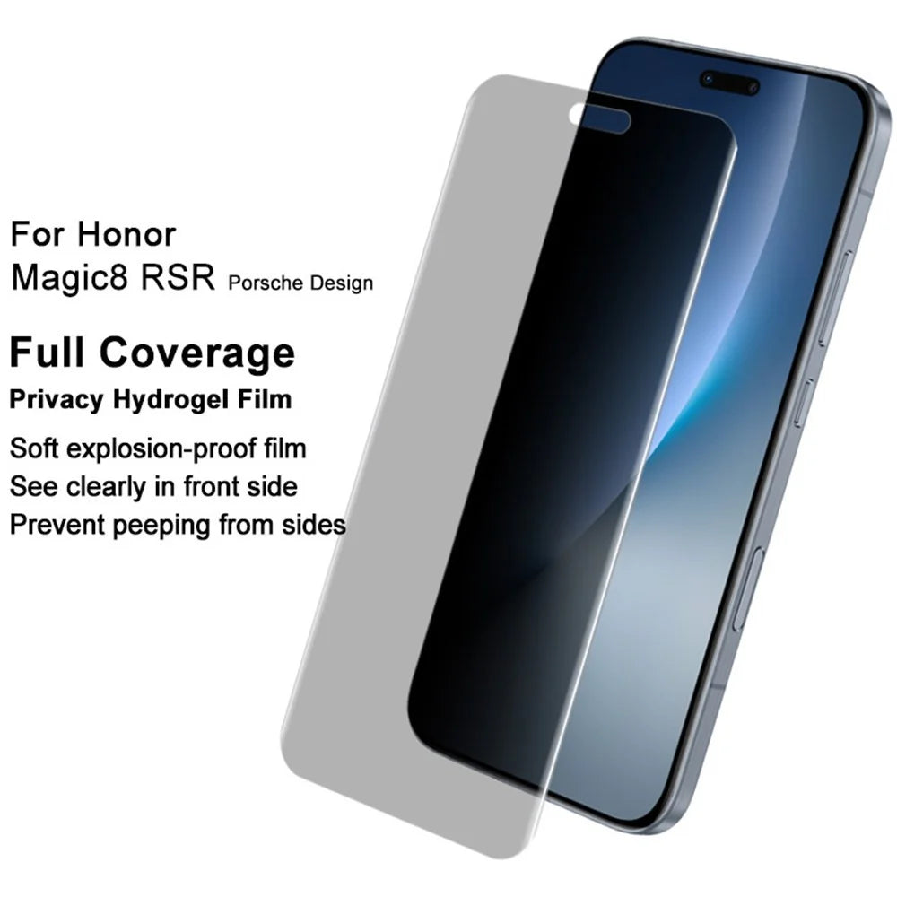 IMAK Privacy Hydrogel Film III for Honor Magic8 RSR Porsche Design 5G Anti-Spy Soft TPU Full Screen Protector (Fingerprint Unlock) - Transparent - 3
