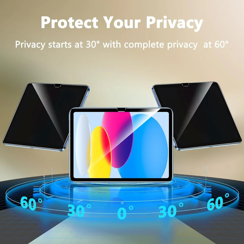 For iPad 10.9 (2022) / iPad (2025) Anti Spy Privacy Screen Protector Anti Fingerprint Tempered Glass Film (NOT Complete Covering) - Black - 2
