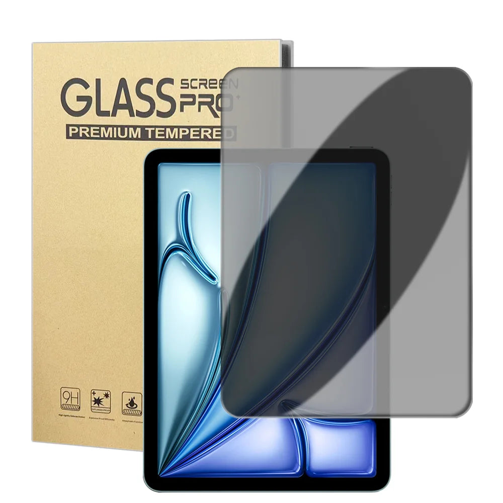 For iPad Air 13 (2026) / (2025) / (2024) Anti Spy Privacy Screen Protector Anti Fingerprint Tempered Glass Film (NOT Complete Covering) - Black - 1
