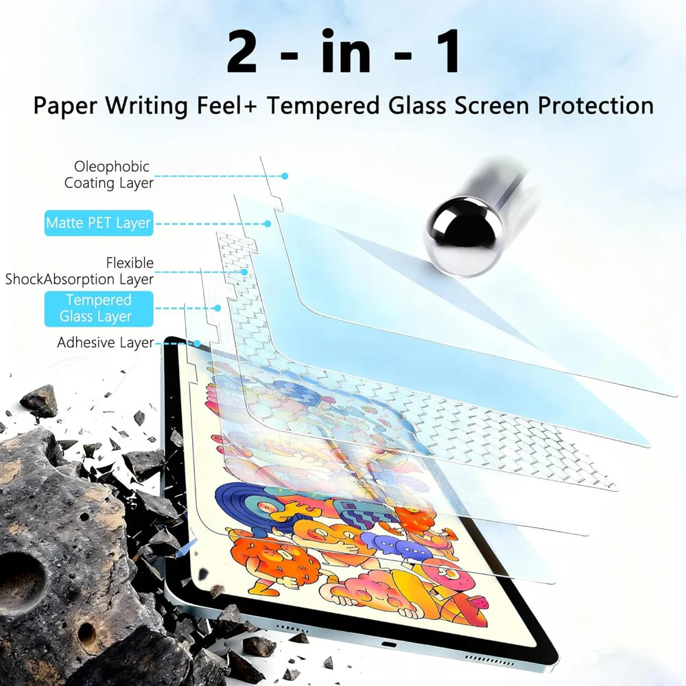 For iPad Pro 11 (2024) / iPad Pro 11 (2025) Paper-Like PET Writing Film Matte Anti Fingerprint Screen Protector (NOT Complete Covering) - Transparent - 7