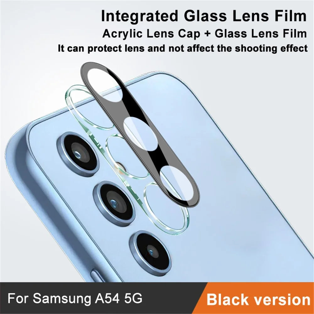 IMAK For Samsung Galaxy A54 5G Clear Tempered Glass Lens Film + Acrylic Lens Cap Fingerprint-proof Camera Lens Protector (Black Version) - 2