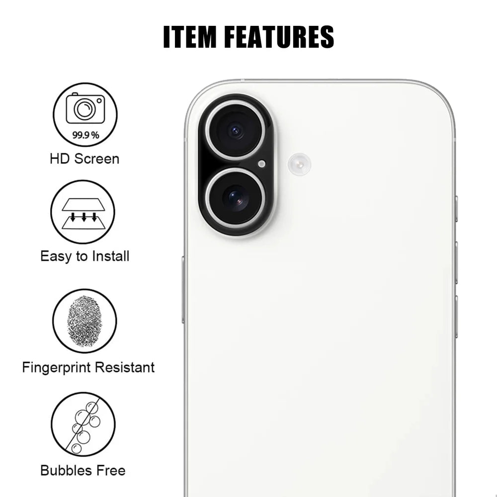 For iPhone 17 Full Cover Camera Lens Protector Silk Print HD Anti Fingerprint AR Tempered Glass Lens Film - Black - 2