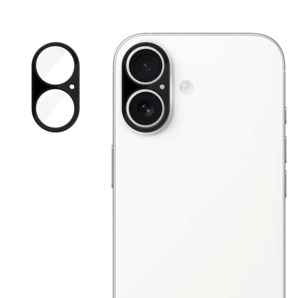 For iPhone 16 Plus / iPhone 16 Full Cover Camera Lens Protector Silk Print HD Anti Fingerprint AR Tempered Glass Lens Film - Black - 1