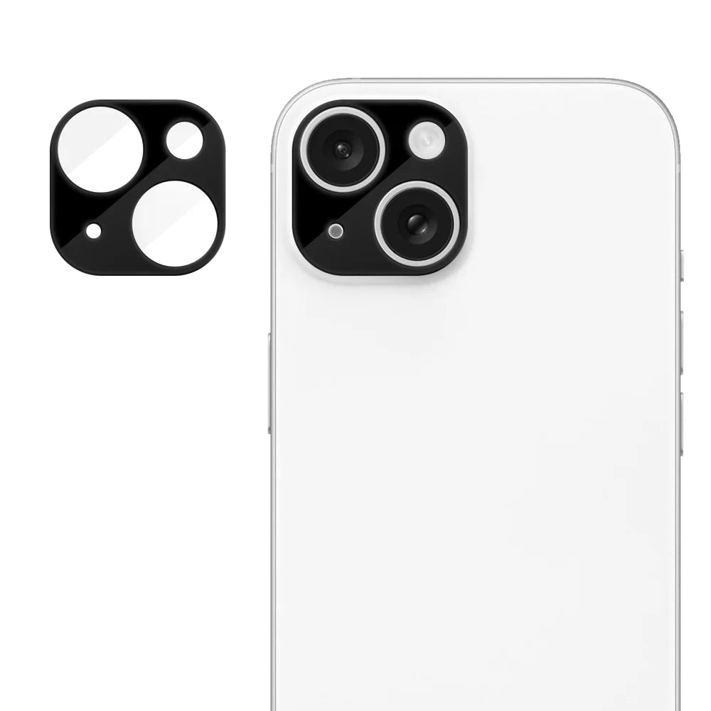 For iPhone 14 Plus / iPhone 14 Full Cover Camera Lens Protector Silk Print HD Anti Fingerprint AR Tempered Glass Lens Film - Black - 1