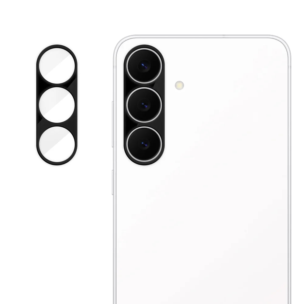 For Samsung Galaxy S25 FE Full Cover Camera Lens Protector Silk Print HD Anti Fingerprint AR Tempered Glass Lens Film - Black - 1