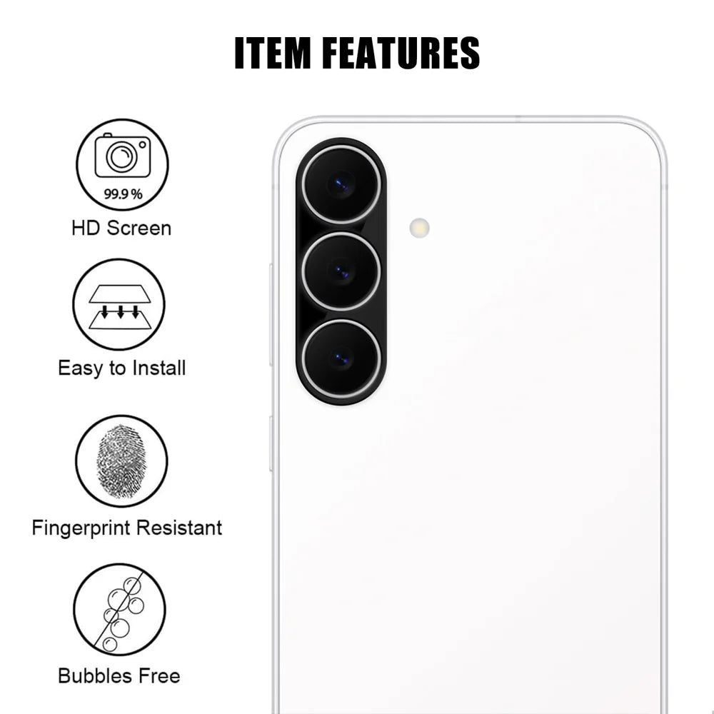 For Samsung Galaxy S25 FE Full Cover Camera Lens Protector Silk Print HD Anti Fingerprint AR Tempered Glass Lens Film - Black - 2