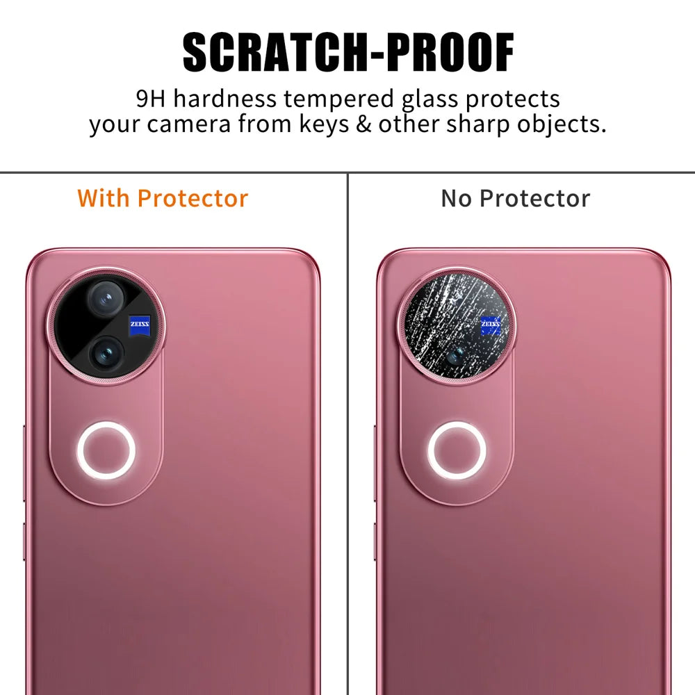 For vivo V50 5G Full Cover Camera Lens Protector Silk Print HD Anti Fingerprint AR Tempered Glass Lens Film - Black - 4