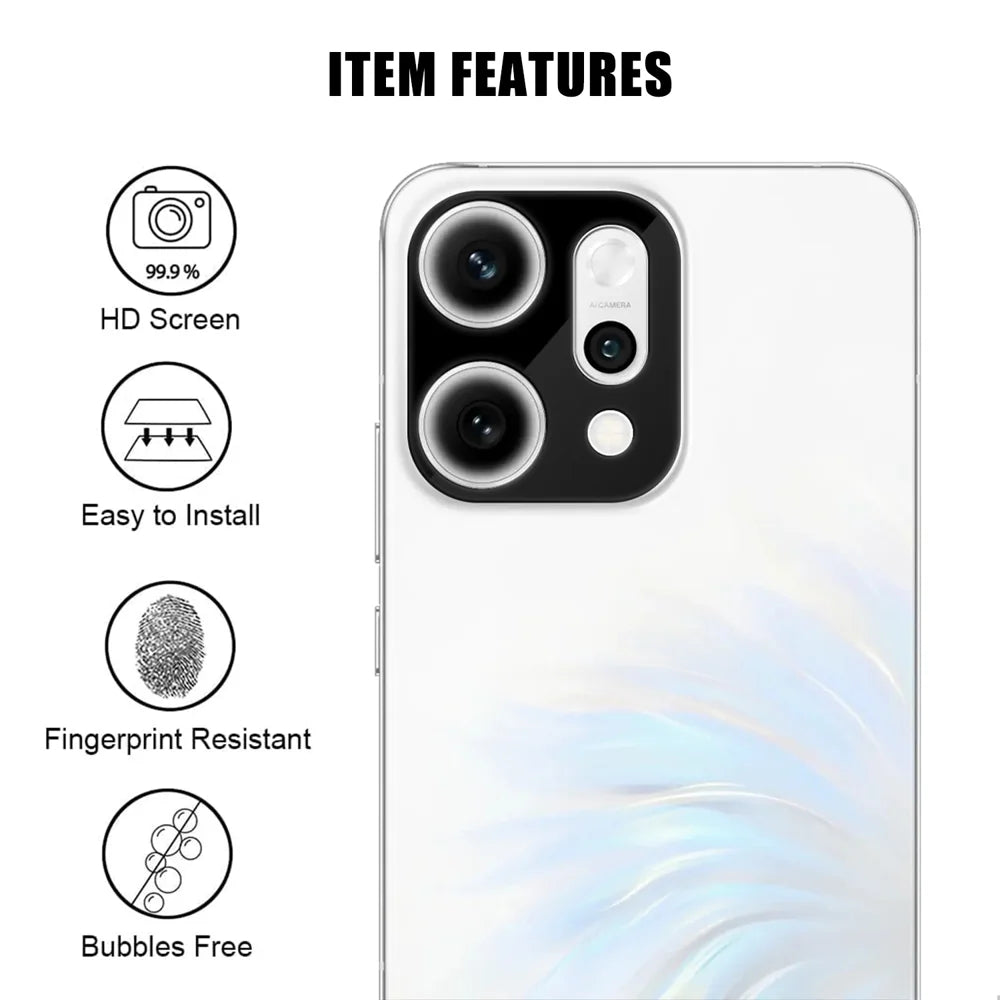 For Oppo Reno14 Pro 5G (Global) Full Cover Camera Lens Protector Silk Print HD Anti Fingerprint AR Tempered Glass Lens Film - Black - 2