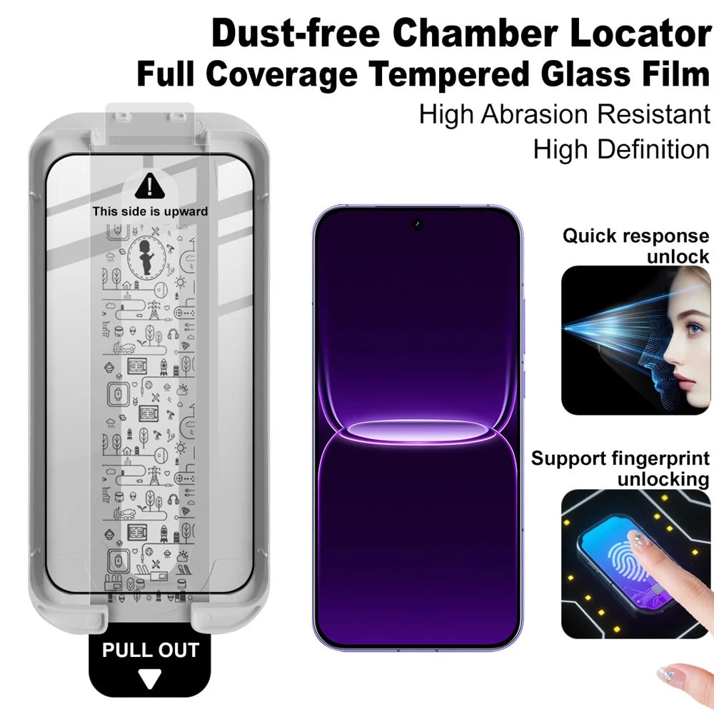 IMAK 3Pcs For Realme Neo8 5G Tempered Glass Full Screen Protector Full Glue Film with Dust-free Installation Tool (Fingerprint Unlock) - Black - 2