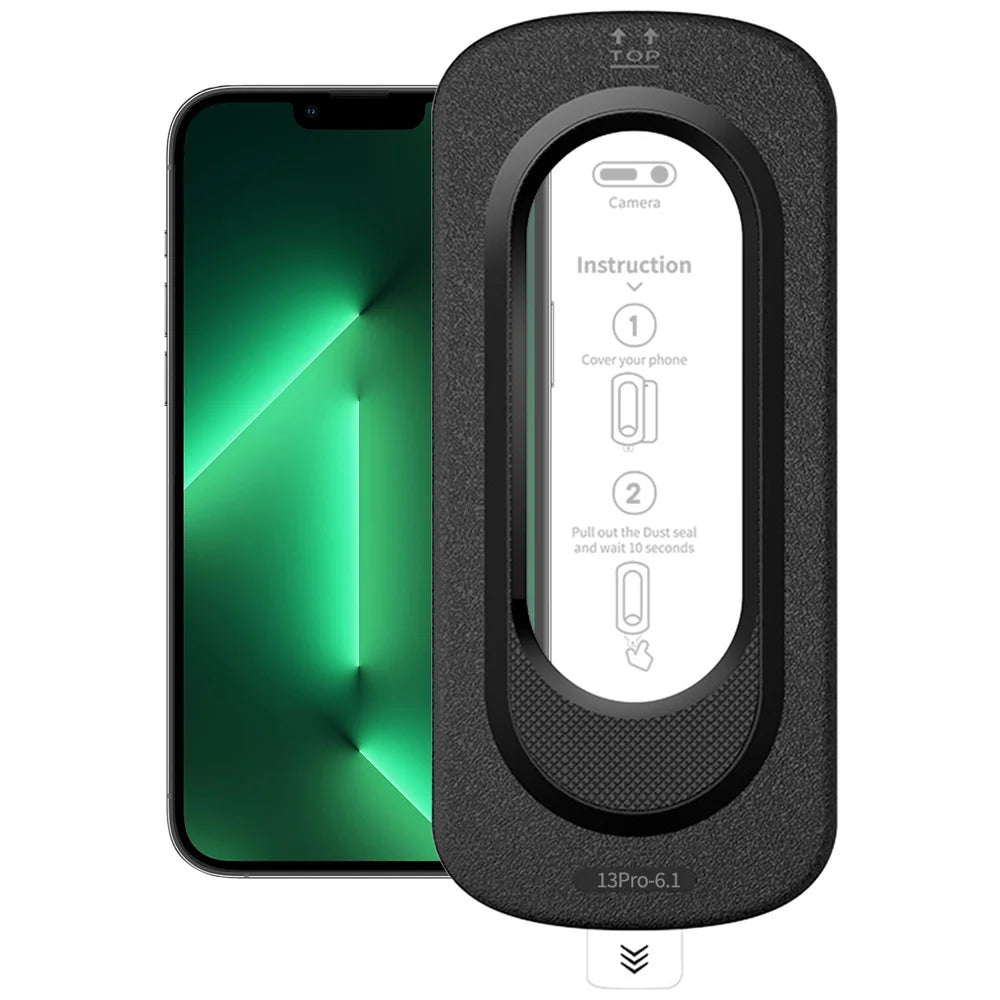 For iPhone 13 Pro Full Screen Protector Anti Fingerprint High Aluminium-silicon Glass Film with Dust Removal Installation Tool - Transparent - 1