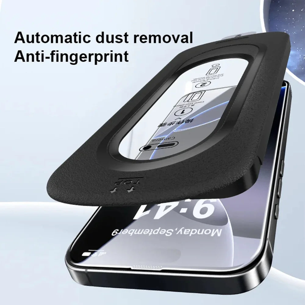 For iPhone 12 Pro Max Full Screen Protector Anti Fingerprint High Aluminium-silicon Glass Film with Dust Removal Installation Tool - Transparent - 5