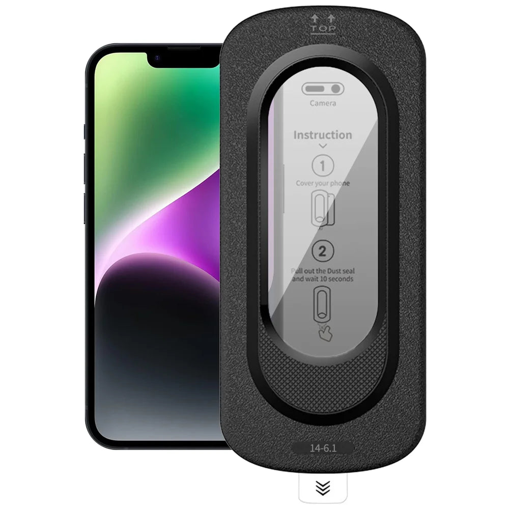 For iPhone 14 Anti-Spy Full Screen Protector High Aluminium-silicon Glass Film with Dust Removal Installation Tool - Black - 1