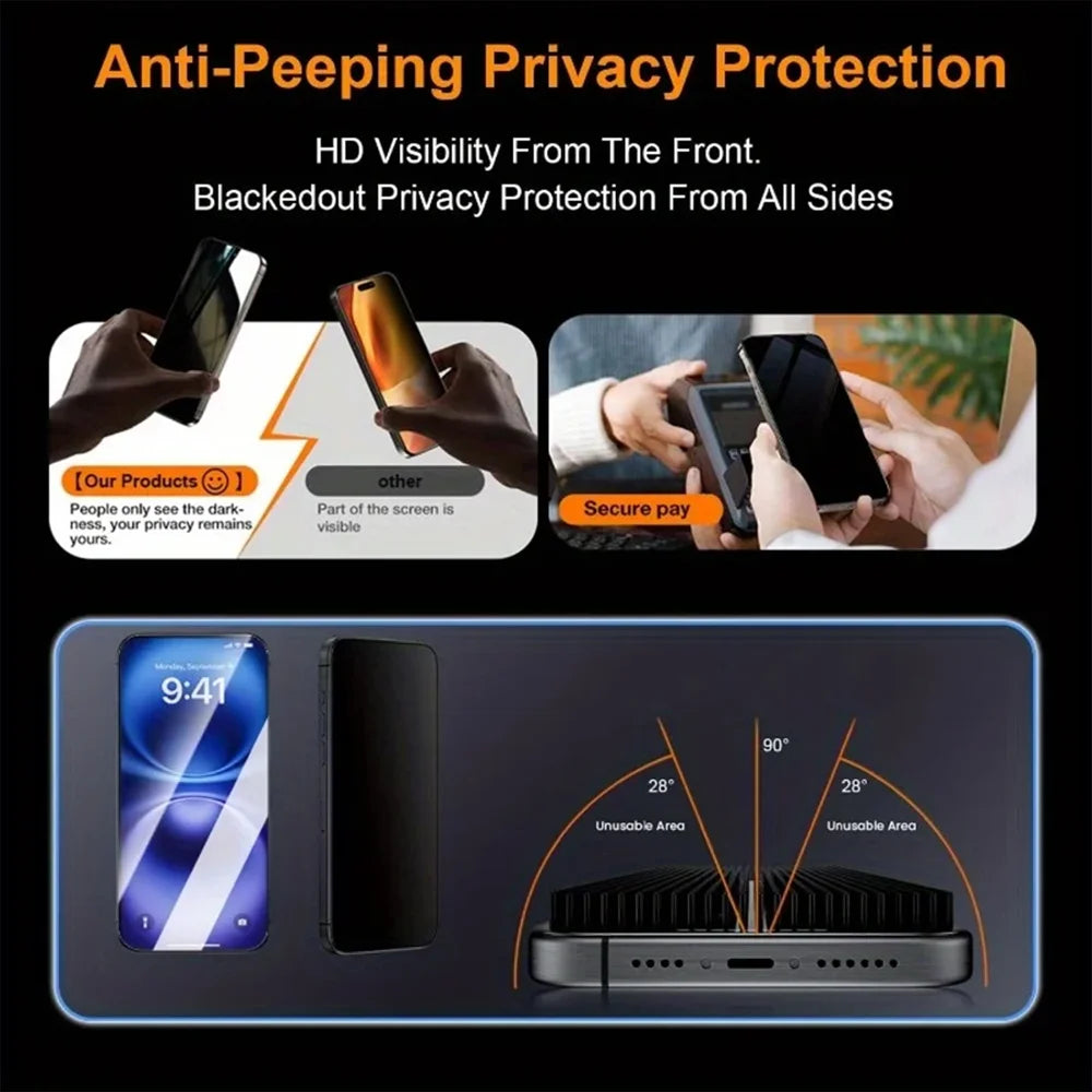 For iPhone 12 Anti-Spy Full Screen Protector High Aluminium-silicon Glass Film with Dust Removal Installation Tool - Black - 3