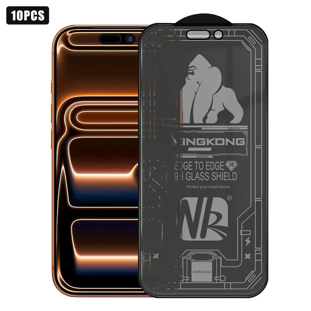 10Pcs for iPhone 17 Pro Max 360 Degree Anti-Spy Full Screen Protector 3D Large Arc Edge High Aluminium-silicon Glass Film - Black - 1