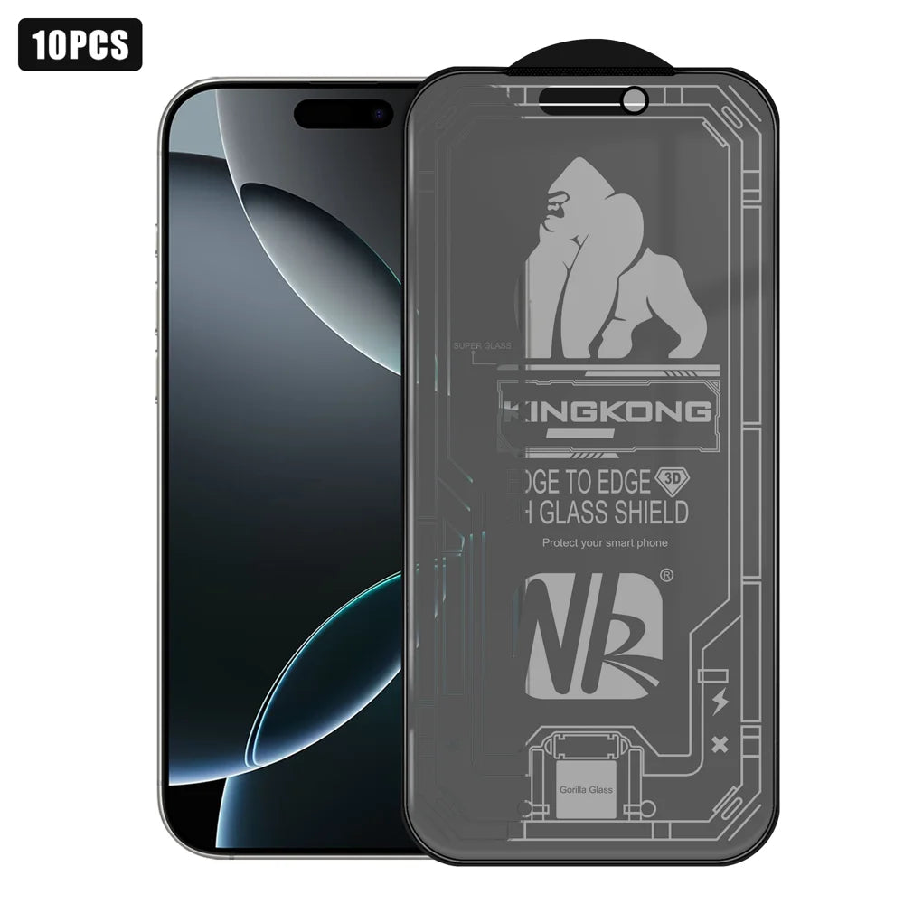 For iPhone 16 Pro Max 10Pcs Anti-Spy Matte Full Screen Protector 3D Large Arc Edge High Aluminium-silicon Glass Film - Black - 1