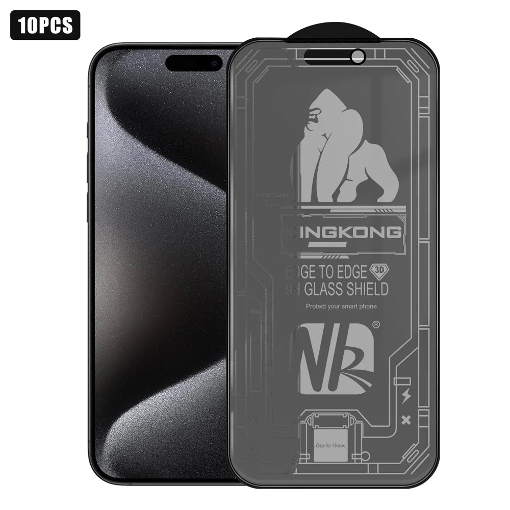 For iPhone 15 Pro 10Pcs Anti-Spy Matte Full Screen Protector 3D Large Arc Edge High Aluminium-silicon Glass Film - Black - 1