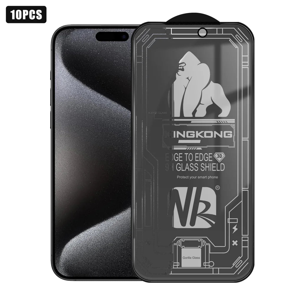 For iPhone 15 Pro 10Pcs 28 Degree Anti-Spy Full Screen Protector 3D Large Arc Edge High Aluminium-silicon Glass Film - Black - 1