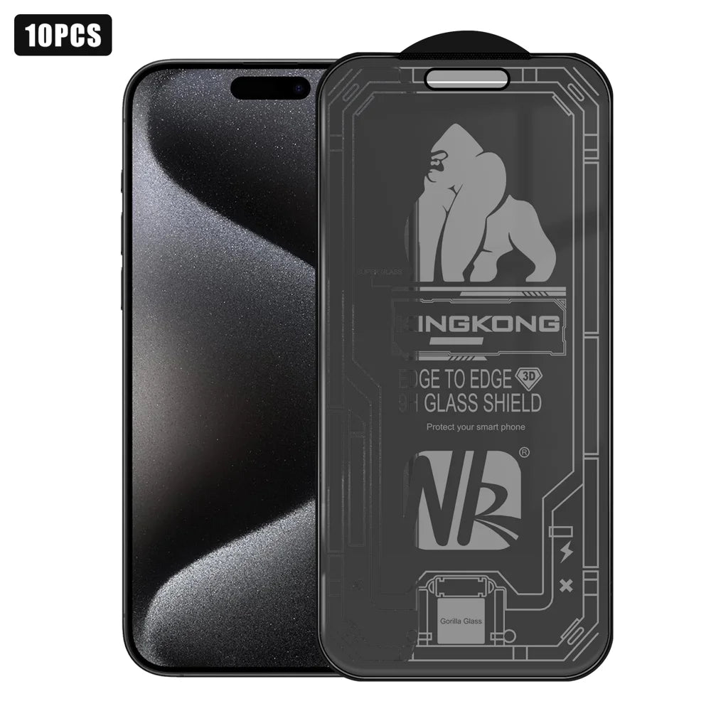 For iPhone 15 Pro Max 10Pcs 360 Degree Anti-Spy Full Screen Protector 3D Large Arc Edge High Aluminium-silicon Glass Film - Black - 1