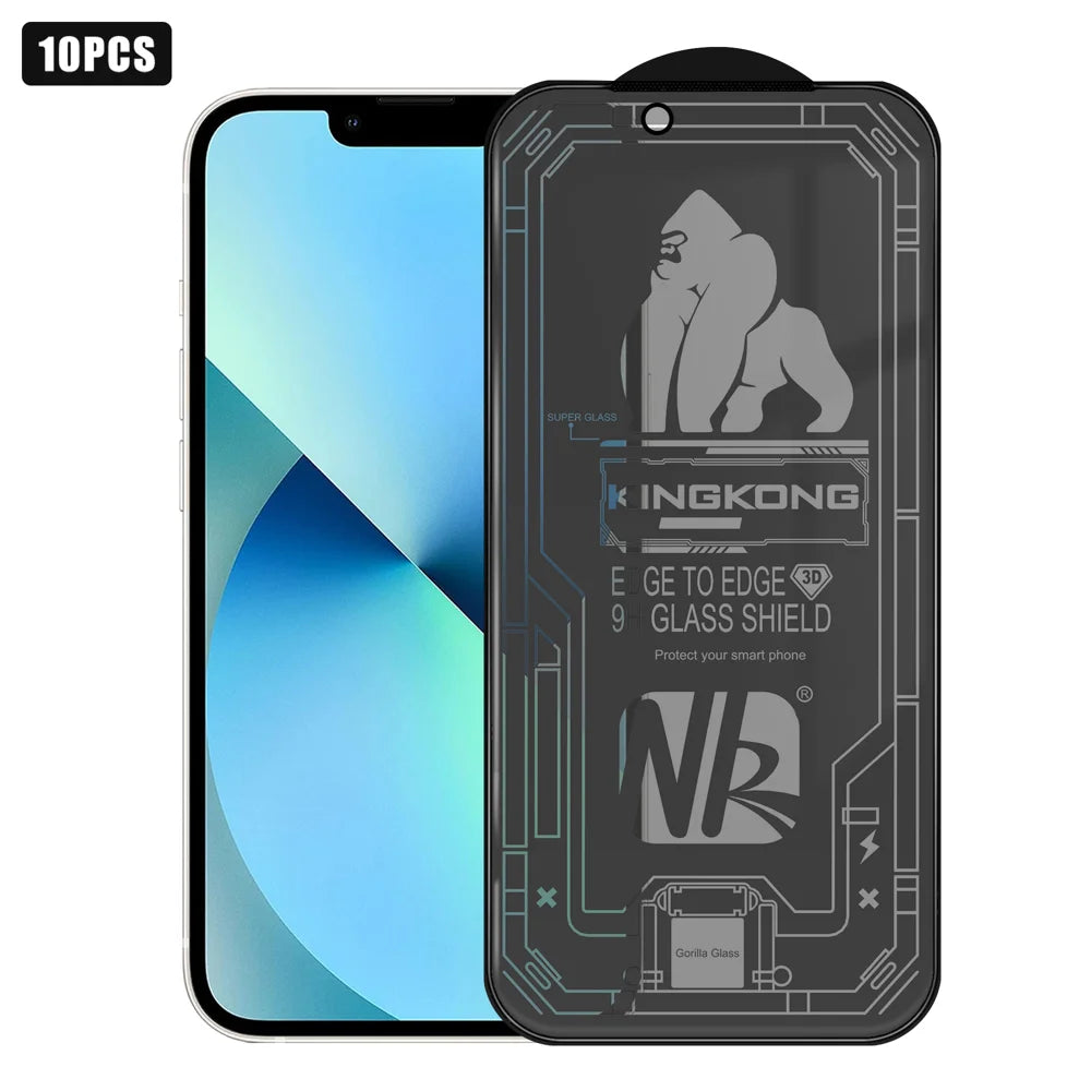 For iPhone 13 10Pcs 360 Degree Anti-Spy Full Screen Protector 3D Large Arc Edge High Aluminium-silicon Glass Film - Black - 1