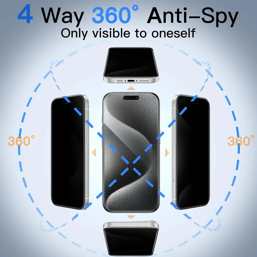 For iPhone 13 10Pcs 360 Degree Anti-Spy Full Screen Protector 3D Large Arc Edge High Aluminium-silicon Glass Film - Black - 5