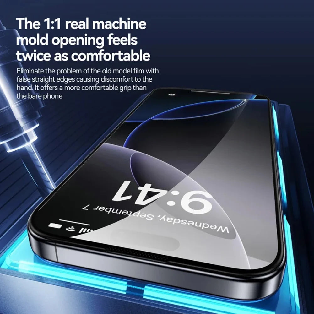 For iPhone 13 Pro 3Pcs Full Screen Protector HD Clear 3D Arc Edge High Aluminium-silicon Glass Film with Dust-Free Installation Tool - Transparent - 7